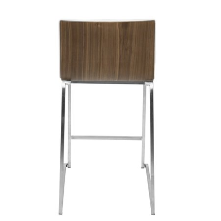 Lumisource Mara Counter Stool in Walnut Wood, White Faux Leather, PK 2 B26-MARA WL+W2